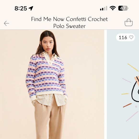 Free People x Find me Now Confetti Crochet Polo Sweater, fits large - Picture 3 of 9